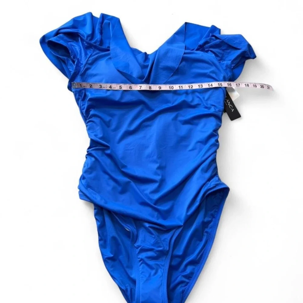 La Blanca China Blue Convertible‎ Ruffle One Piece Swimsuit
